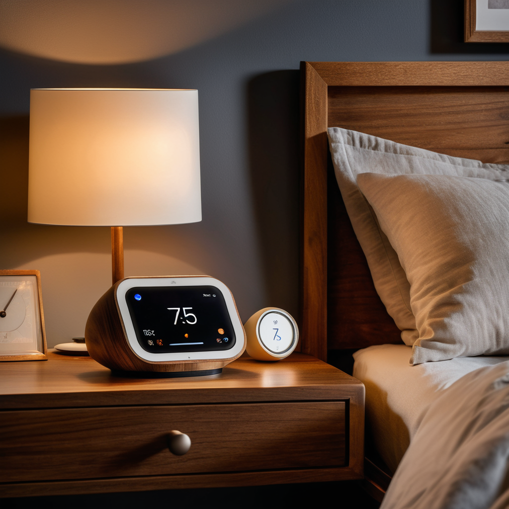 The Nest Hub's compact design fits perfectly on a nightstand