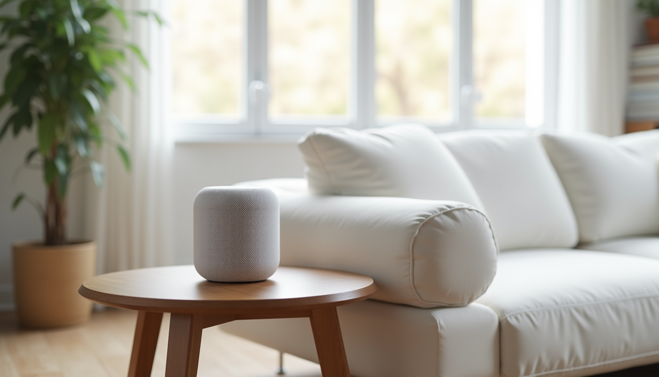 Smart home hub in a living room with modern decor