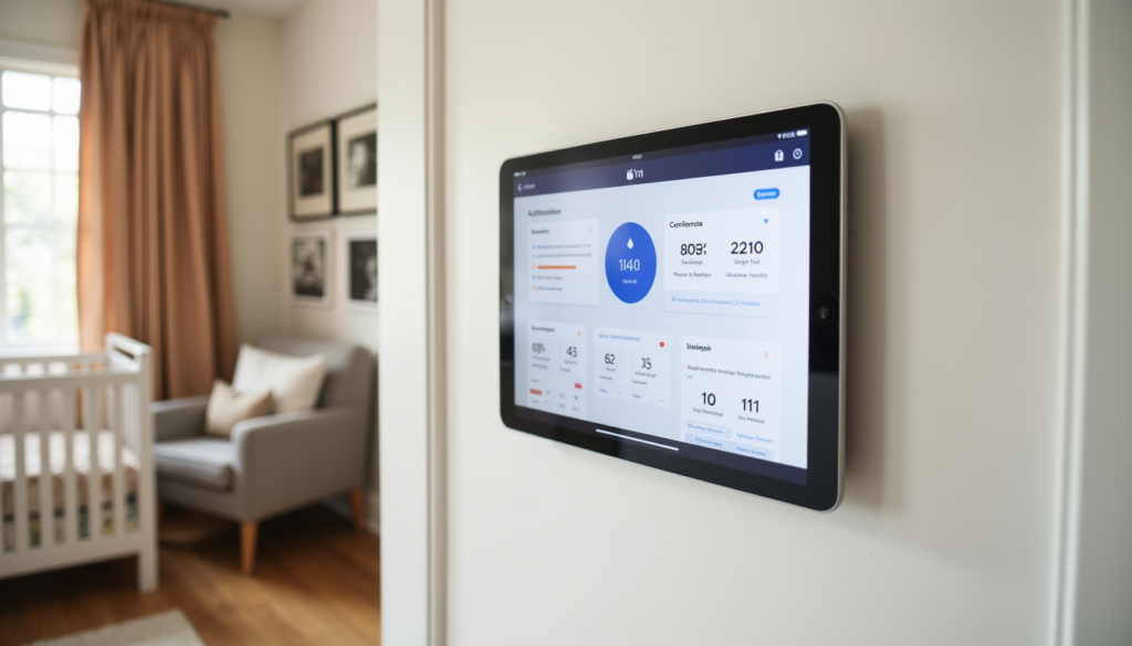 Home Assistant dashboard showing nursery automations for temperature and air quality