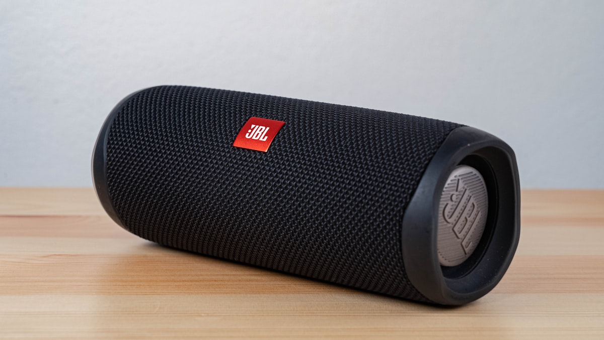 Outdoor smart speaker on a patio