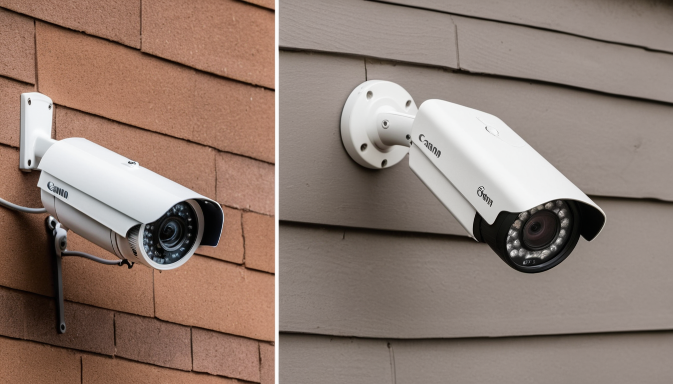 Two security cameras mounted on house exterior
