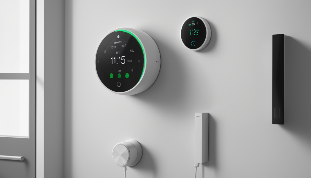 Smart thermostat display showing energy savings