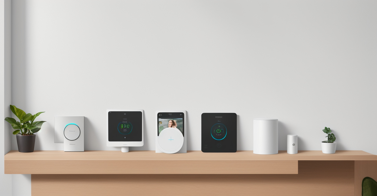 Smart thermostat on a wall in a modern home