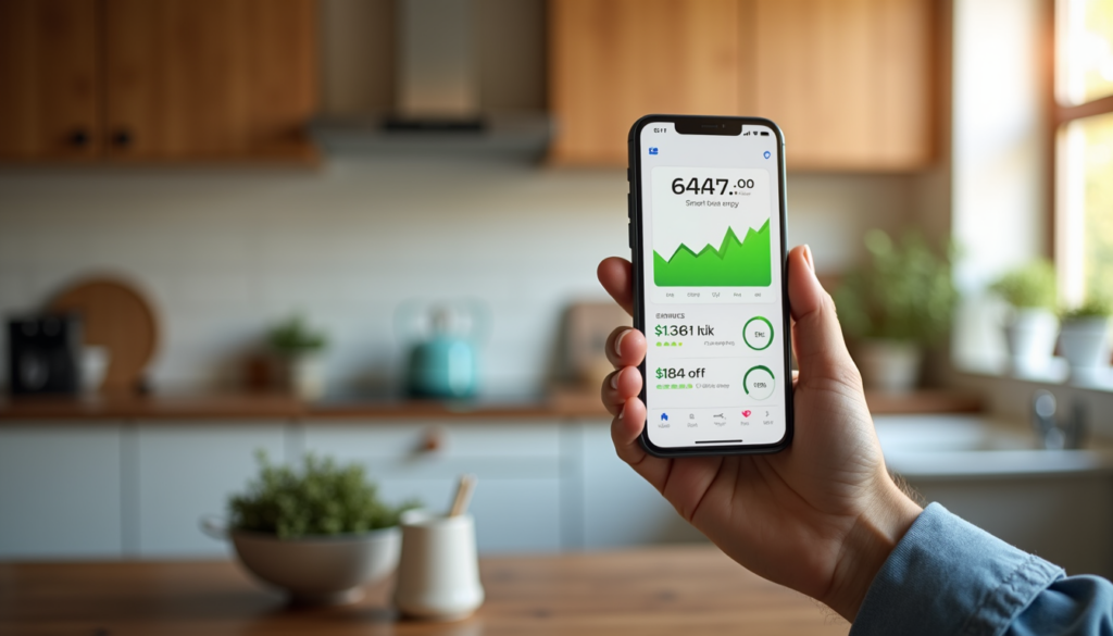 Smart thermostat energy savings app dashboard