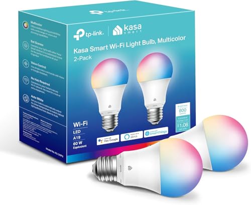 Kasa Smart Light Bulbs, Full Color Changing Dimmable Smart WiFi Bulbs Compatible with Alexa and Google Home, A19, 60 W 8