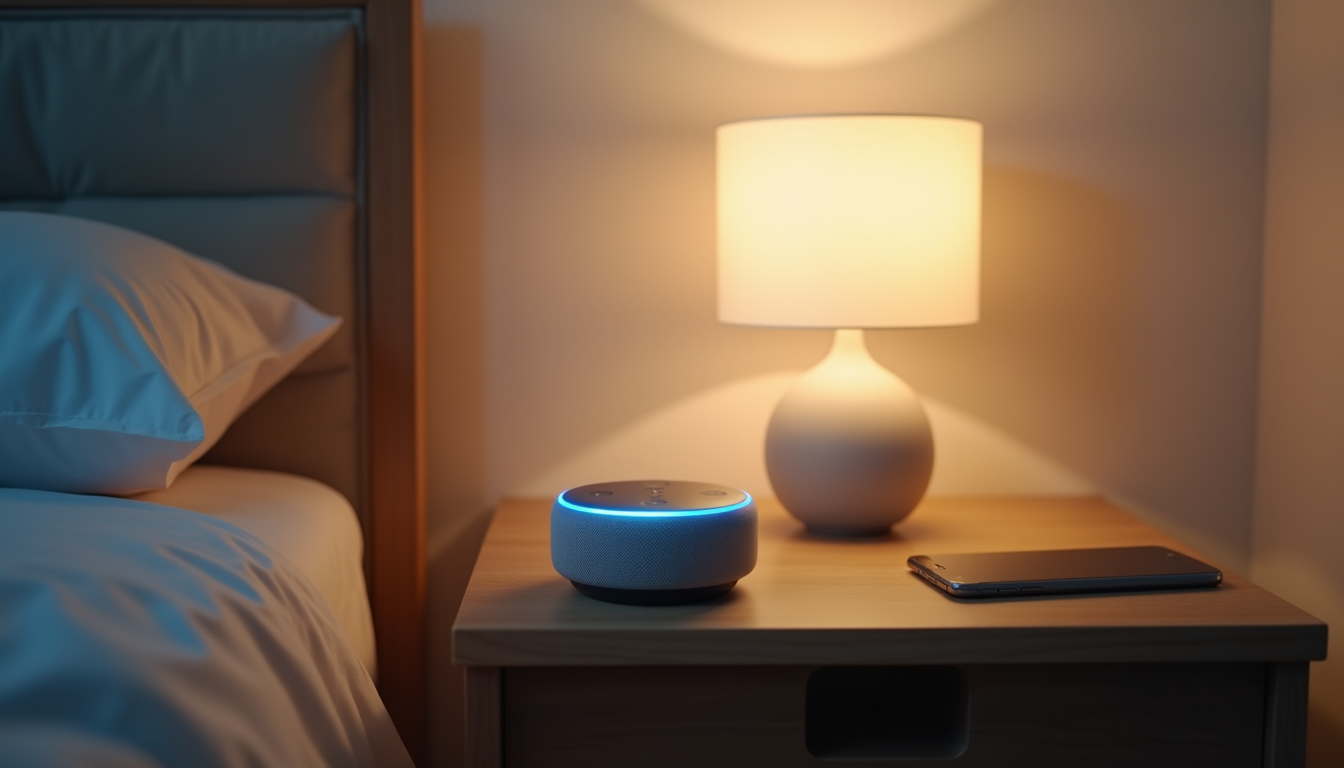 Amazon Echo Dot on a nightstand