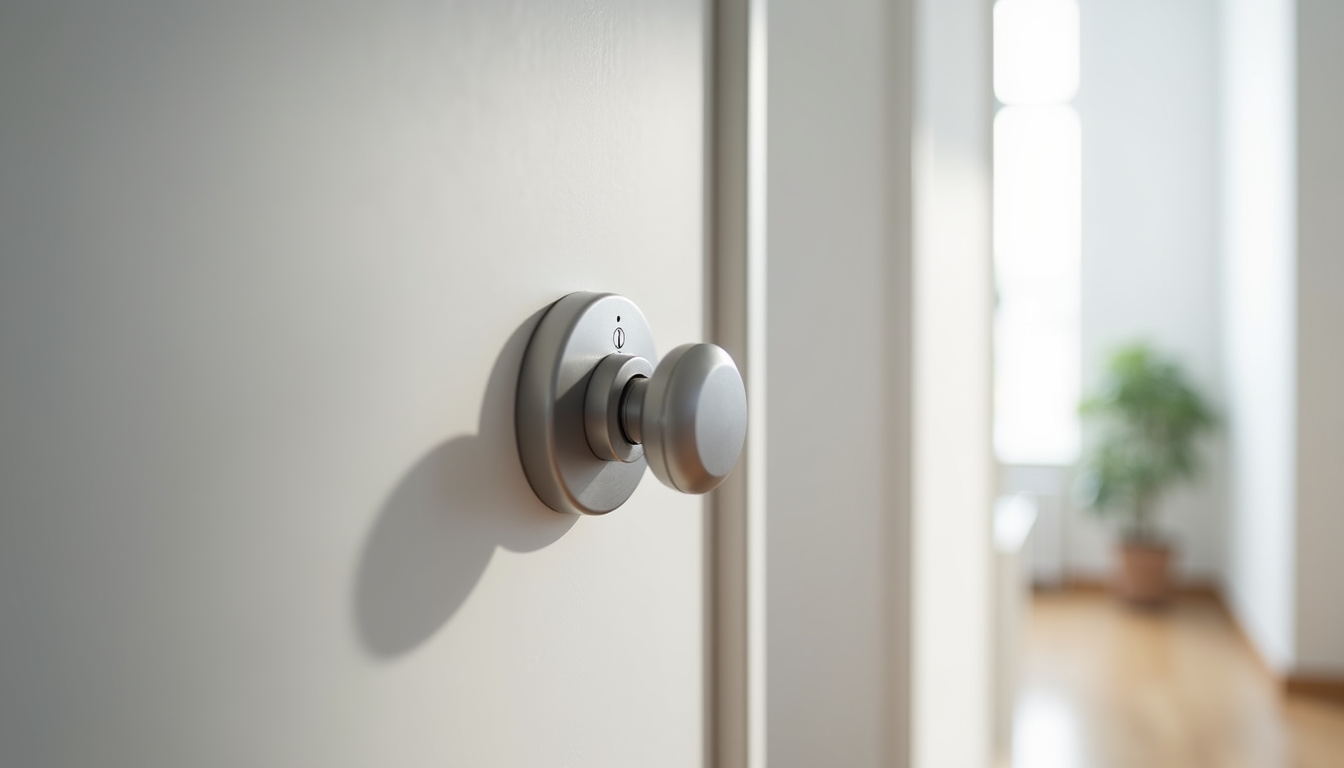 August smart lock on apartment door interior