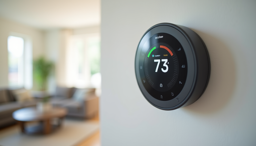 Smart thermostat display showing summer cooling schedule with eco mode