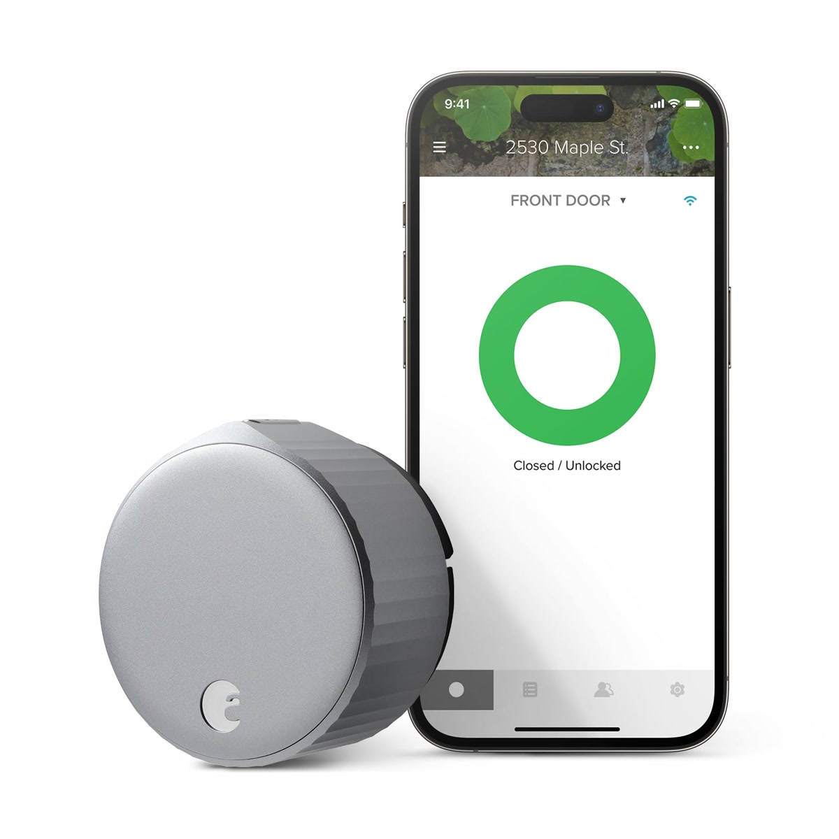 August smart lock on front door with Bluetooth local control without internet
