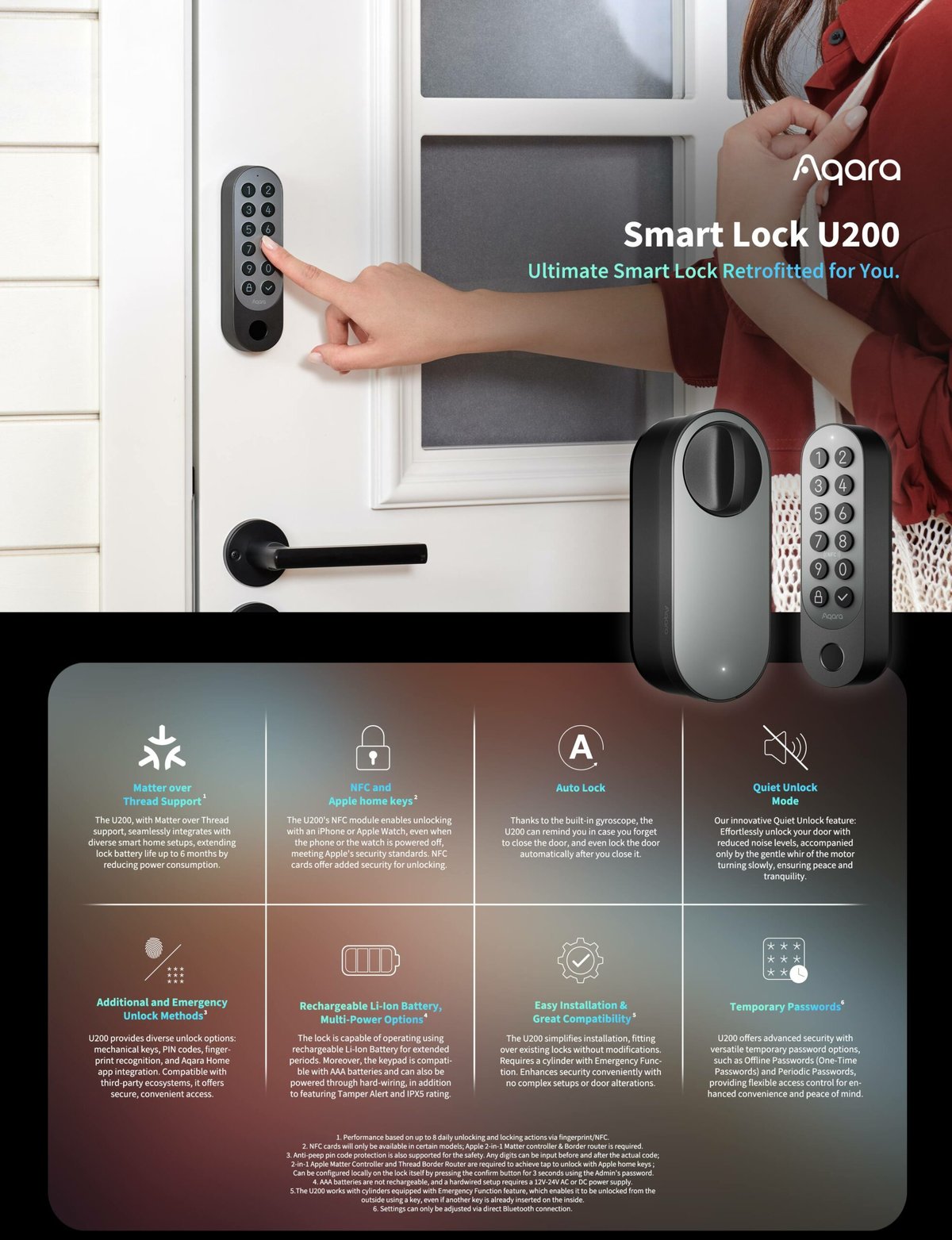 Aqara Smart Lock with fingerprint keypad and Zigbee hub compatibility