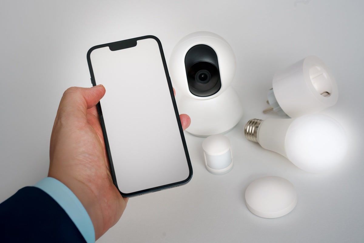 Smart home devices and mobile phone controlling ceiling fan
