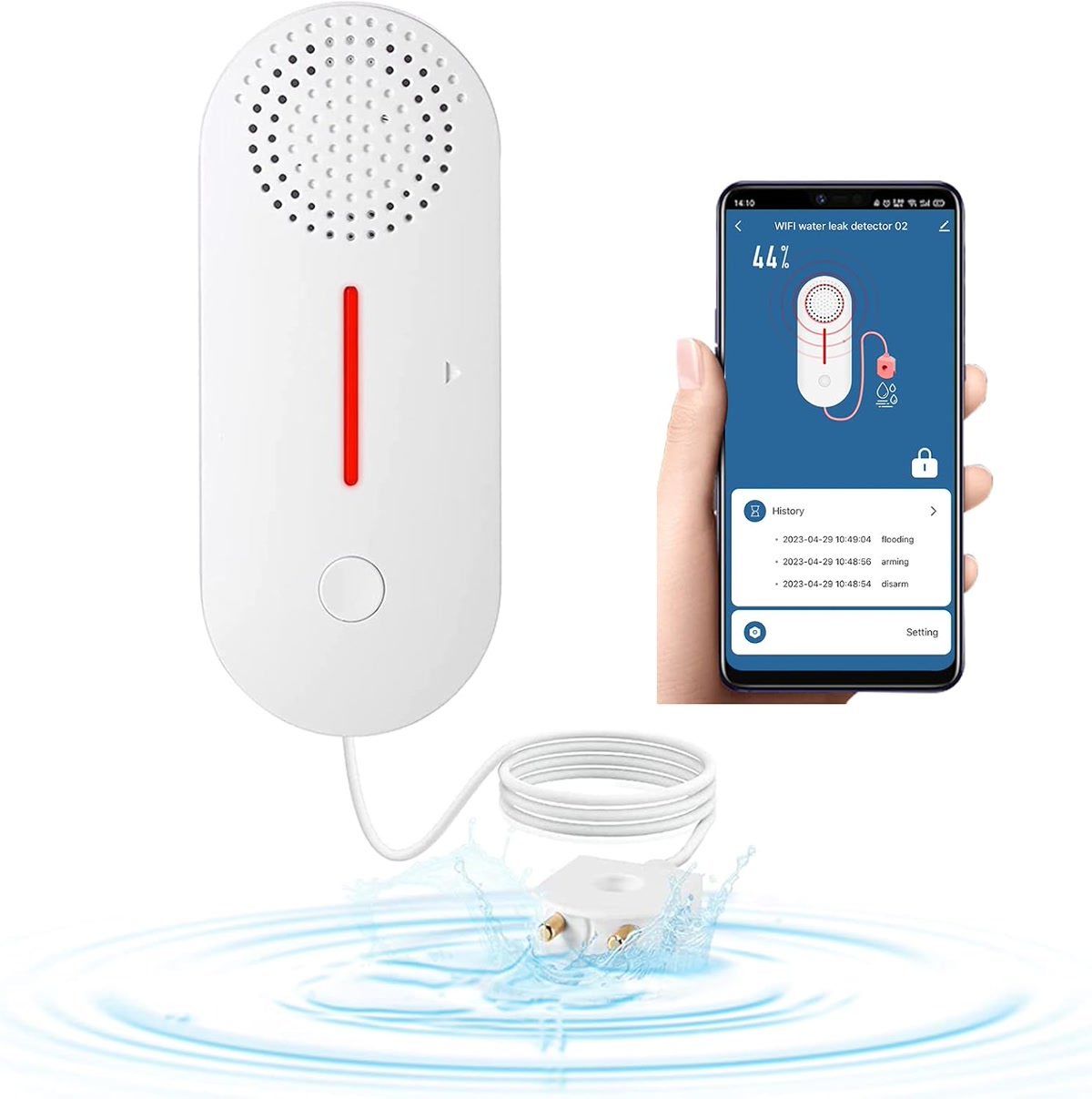 WiFi smart water leak detector sensor for sump pump monitoring