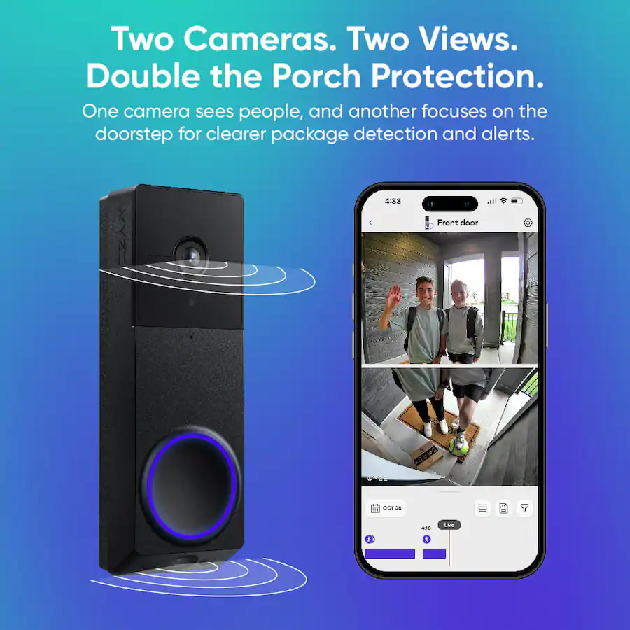 Wyze Duo Cam video doorbell for package detection on porch