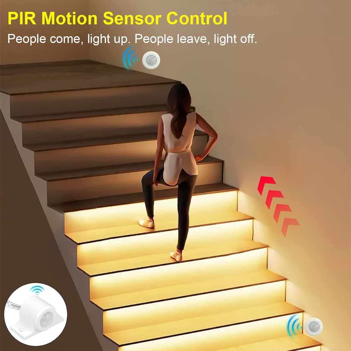Intelligent motion sensor LED COB strip light stair lighting kit