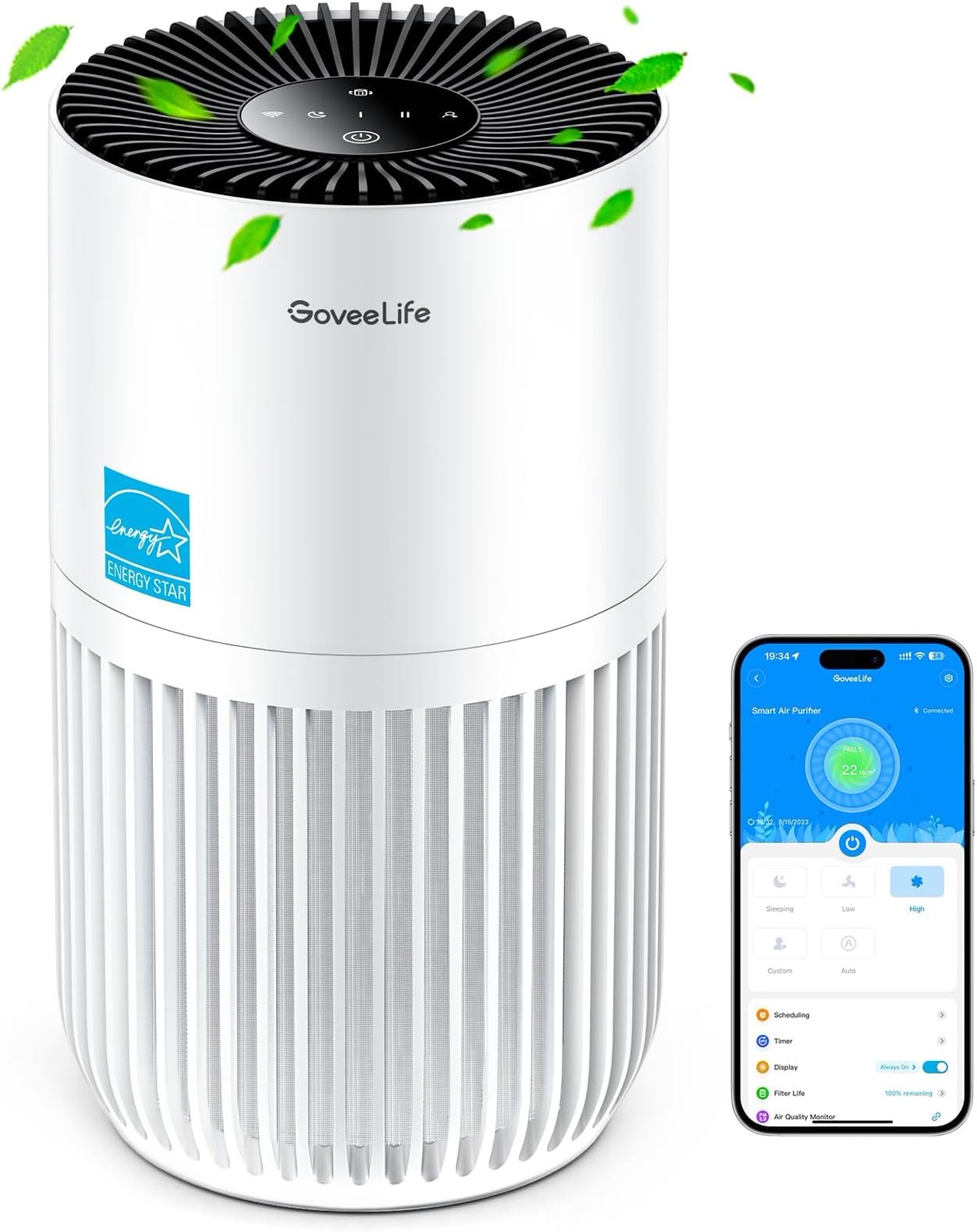 GoveeLife smart air purifier with app control for bedroom home air cleaning