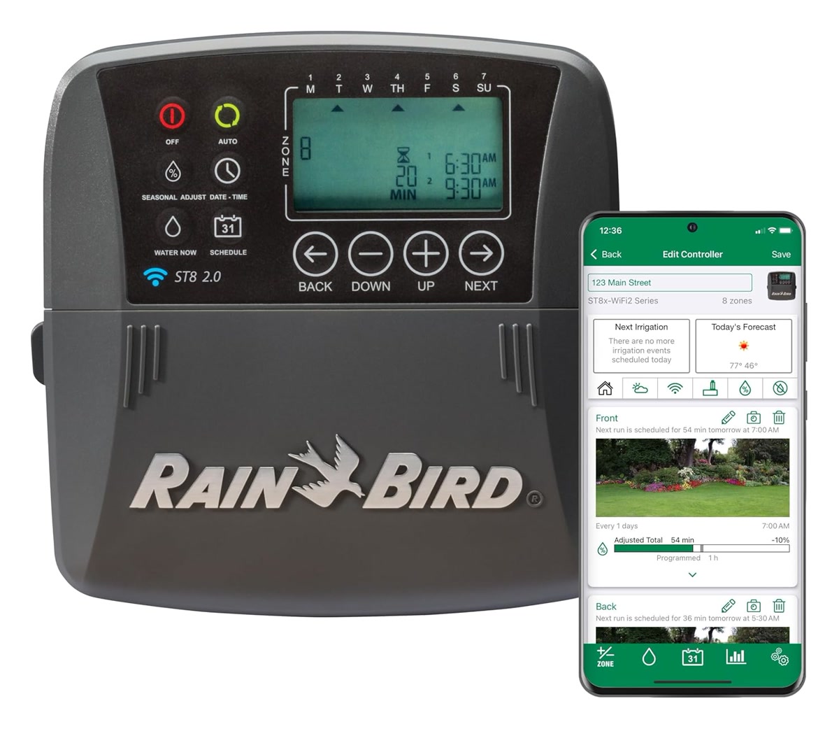 Rain Bird smart sprinkler controller with display
