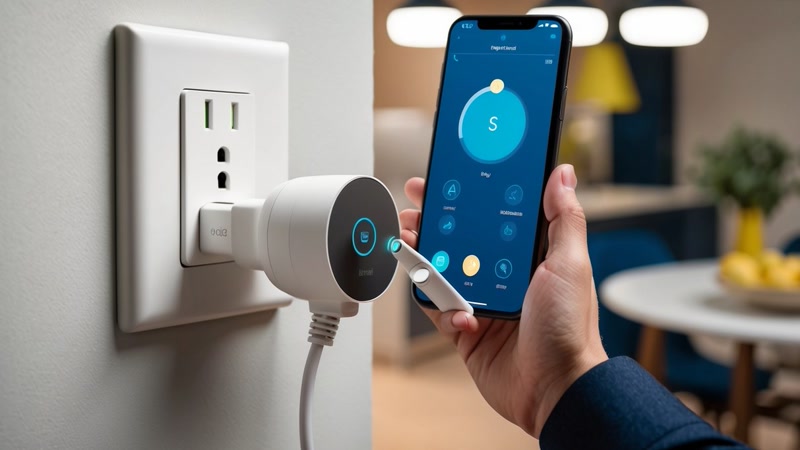 Smart plug being set up with app