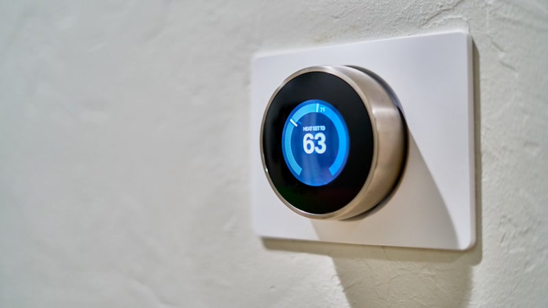 Nest learning thermostat on wall