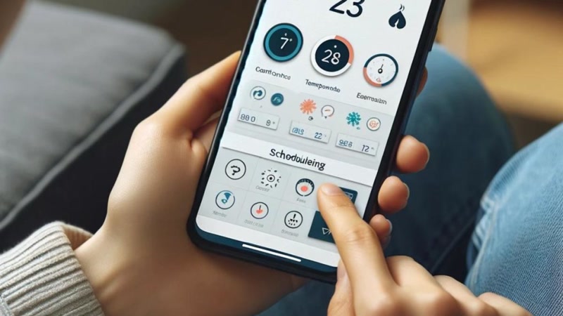 Smart thermostat app on smartphone