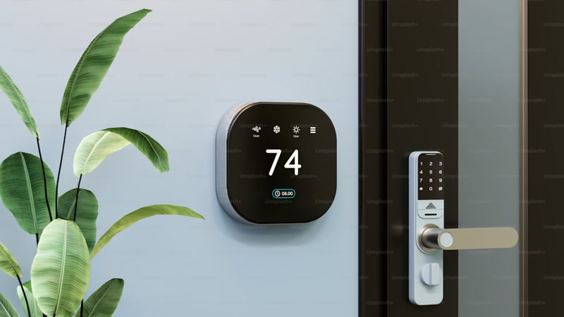 Smart thermostat schedule programming screen