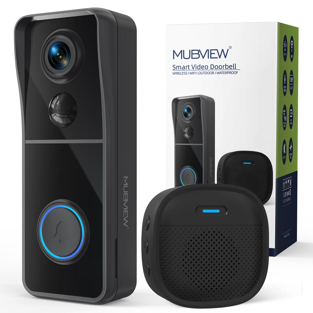 Compact smart video doorbell mounted on front door