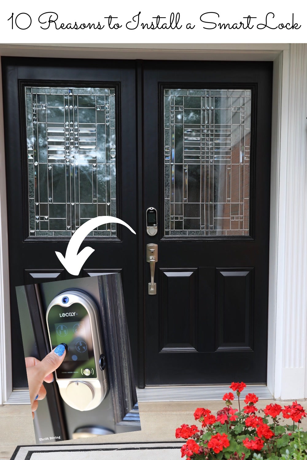 Smart lock with keypad on front door for vacation security