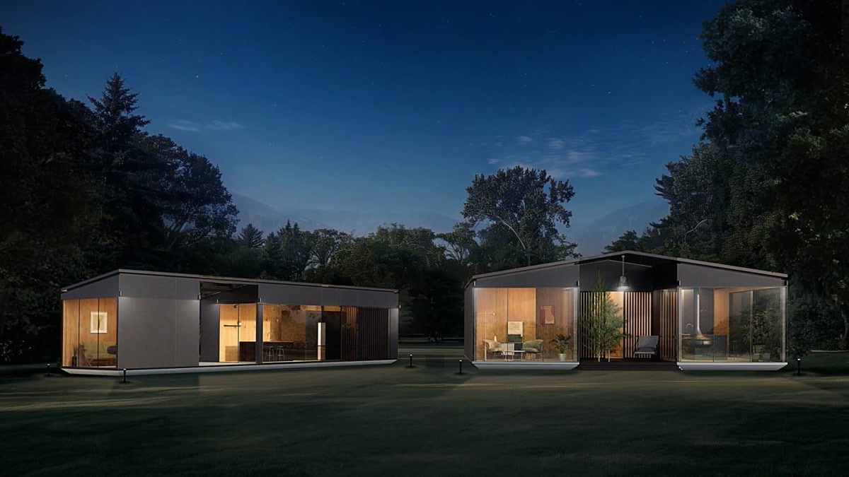Interior of Samsung AI Modular Home with Samsung appliances and AI control panel