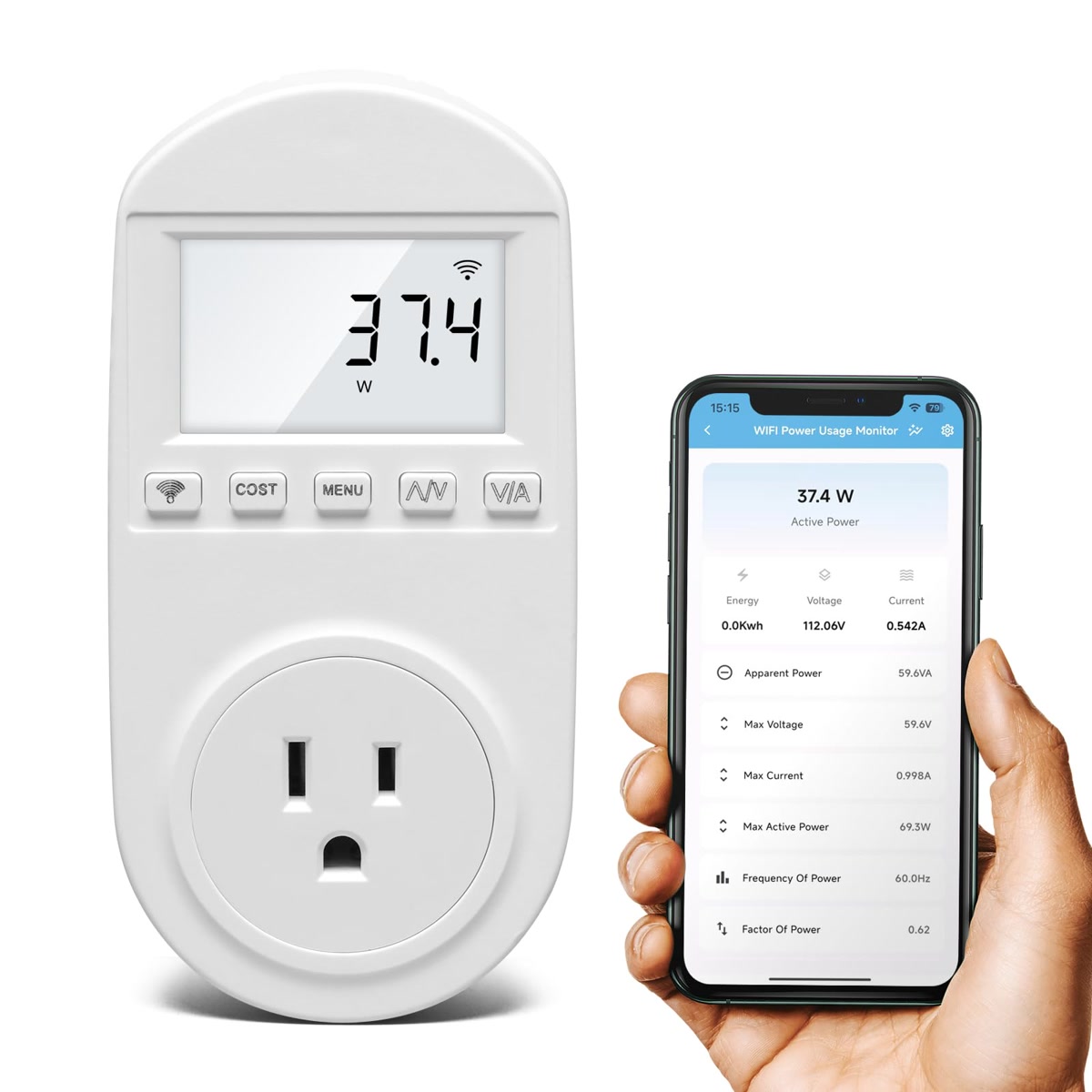 Energy monitoring app showing summer electricity usage with peak and off-peak periods