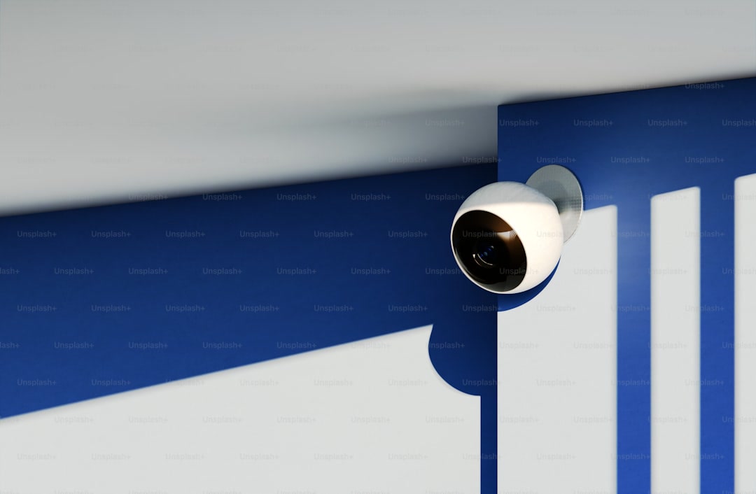 Security camera mounted on the side of a residential building