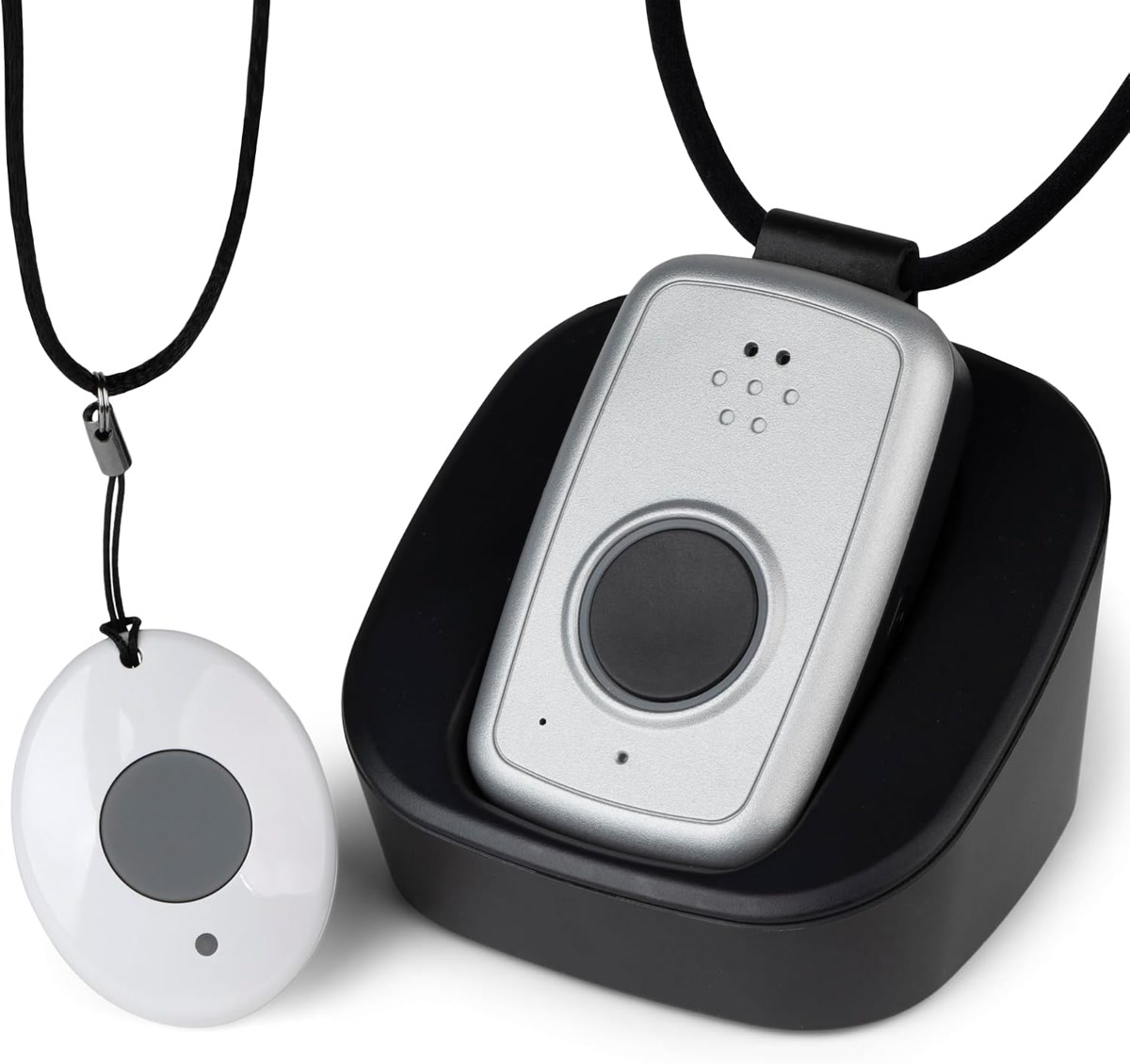 Medical alert pendant worn by a senior for fall detection