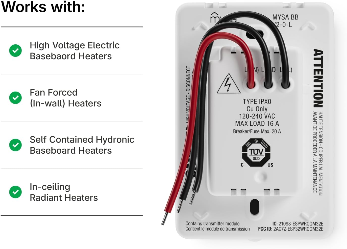 Mysa Smart Thermostat LITE for electric baseboard heaters