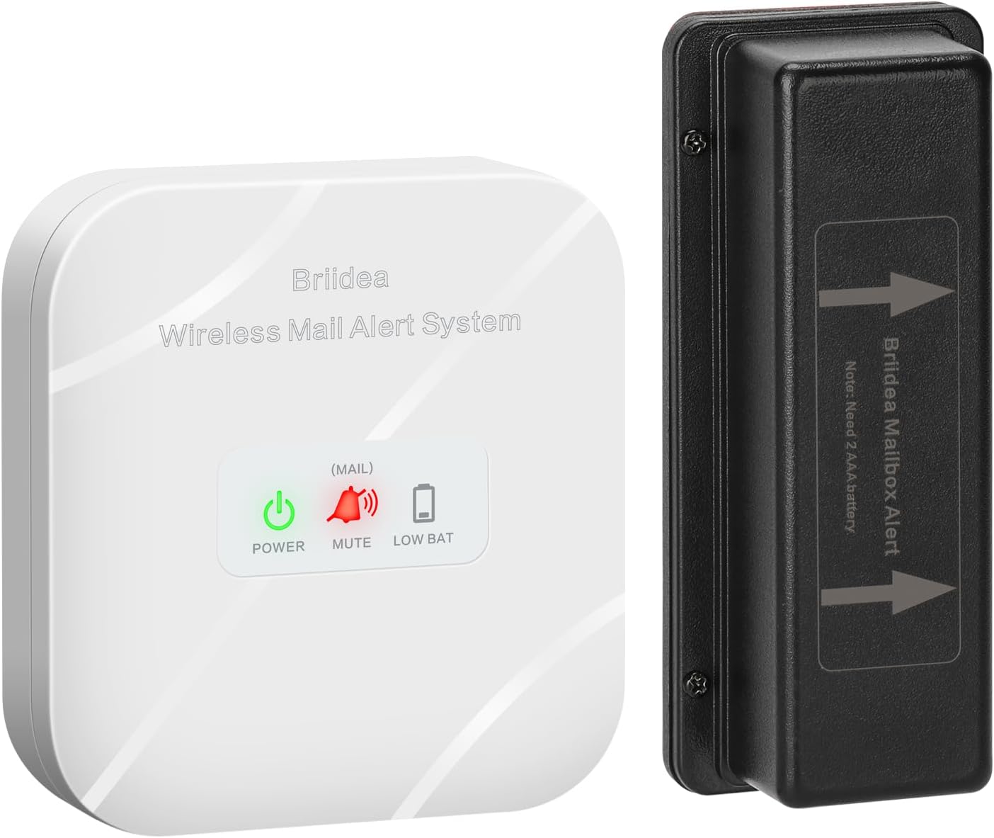 Briidea wireless mailbox alarm in white with 500 foot range