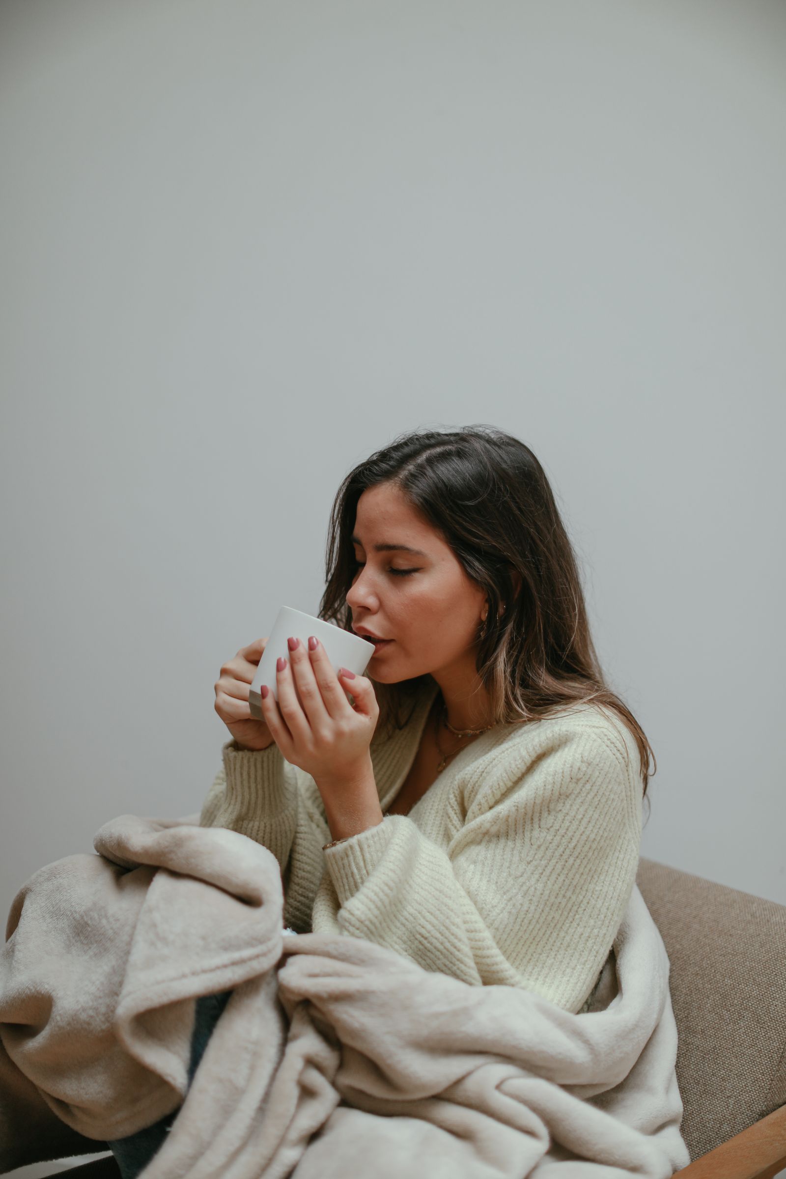 Wrapped in a blanket with a hot drink — the scene zone heating is actually for