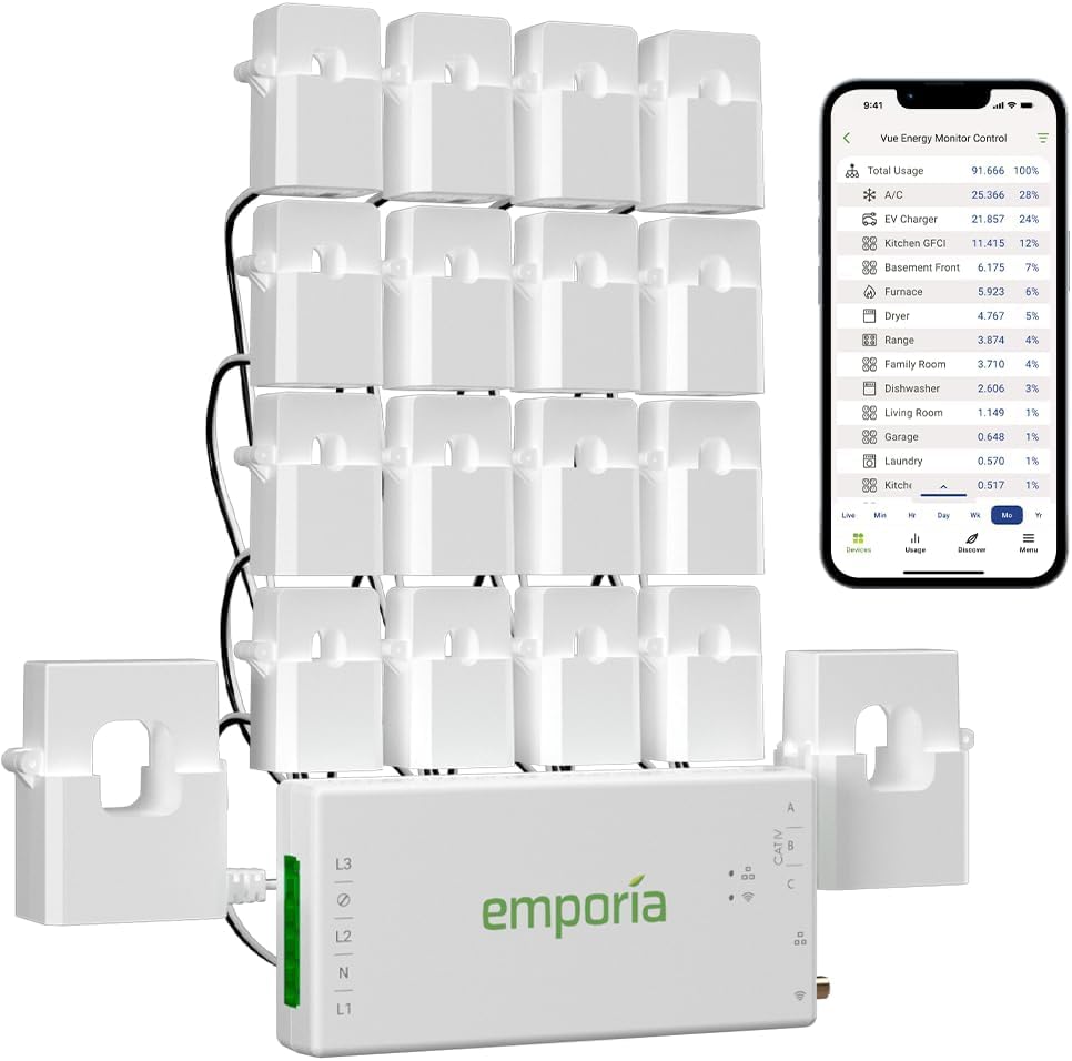 Emporia Vue 3 Home Energy Monitor - Smart Home Automation Module and Real Time Electricity Usage Monitor, Power Consumpt